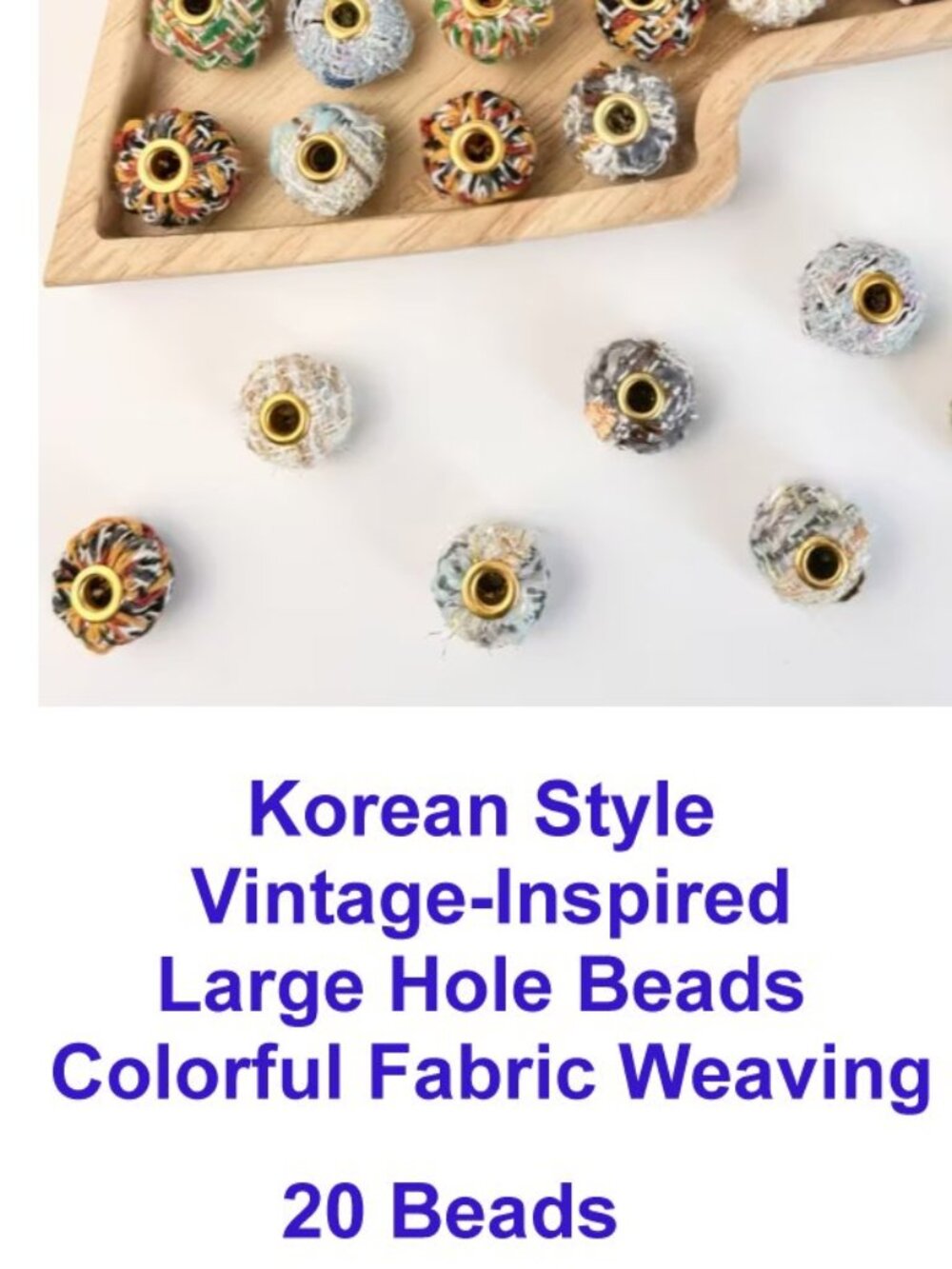 Korean Style  Vintage-Inspired Large Hole Beads  Colorful Fabric Weaving 20 Bead